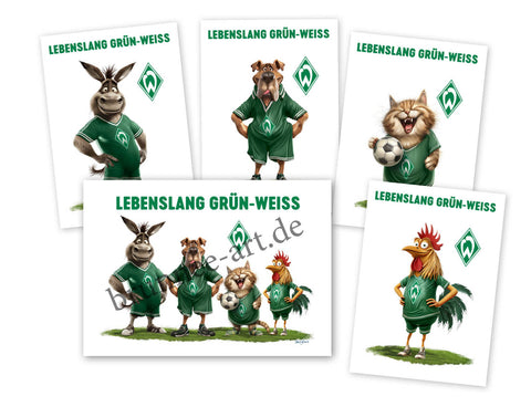 5er Set Postkarten Stadtmusikanten Art-Edition: Werder Bremen